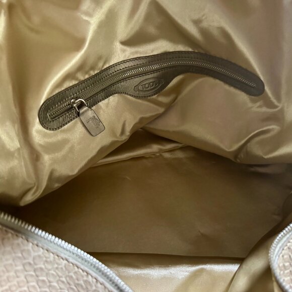 Tod's Taupe Python and Leather Fringe Large Satchel Bag - Picture 6 of 11